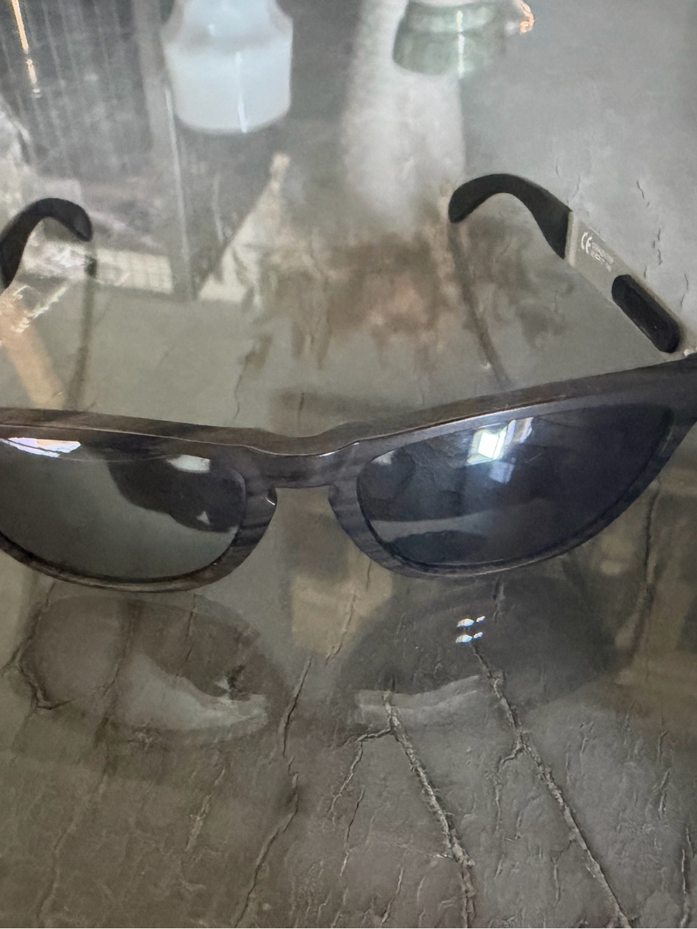 Oakley Frogskin Mix wood grain sunglasses; replaced polarized lenses w/ lenses - Picture 4 of 5